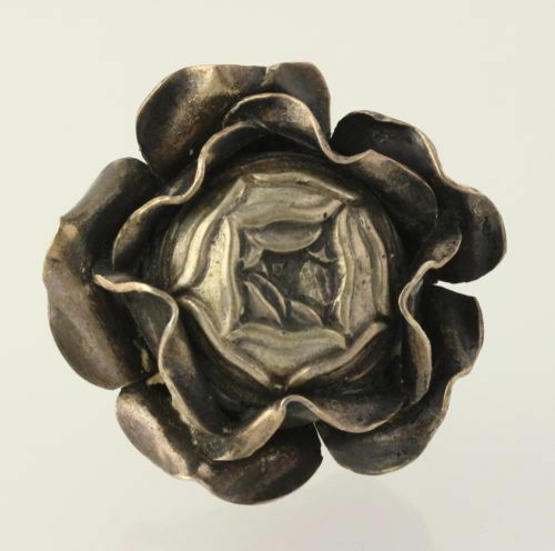 Rose Blumen Türknauf / Zug - Silber Farbtöne Sammlerstück Schrank Griff