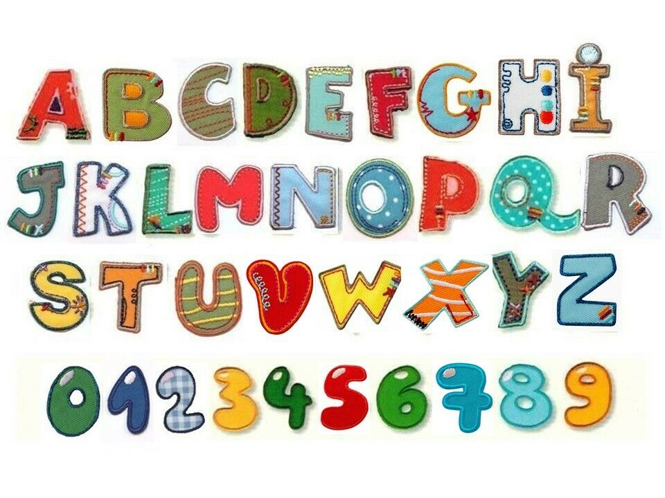 Trendige "fun Letters" Applikationen Buchstaben & Zahlen Zum Aufbügeln #20-000